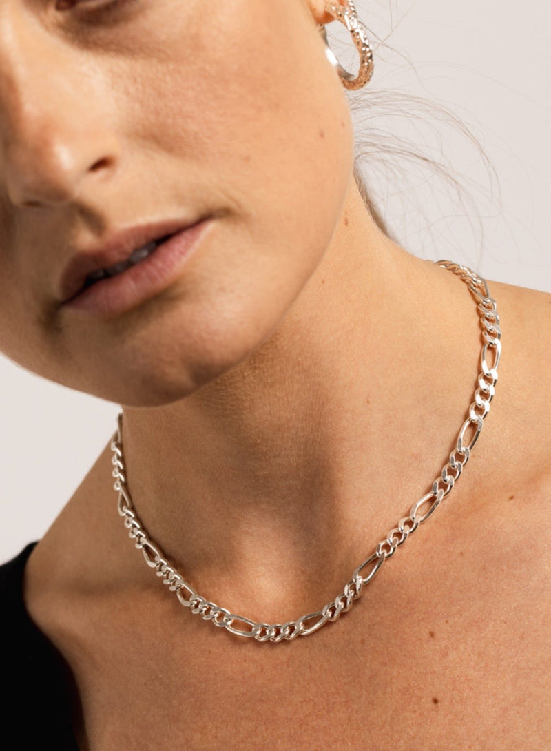 IX Chunky Figaro Silver Necklace