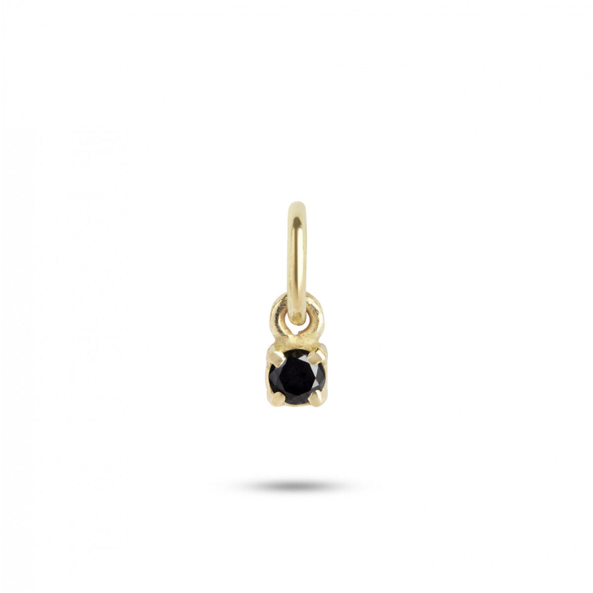 Birthstone April Black 18K Gold Pendant w. Diamond