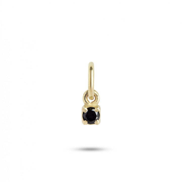 Birthstone April Black 18K Gold Pendant w. Diamond
