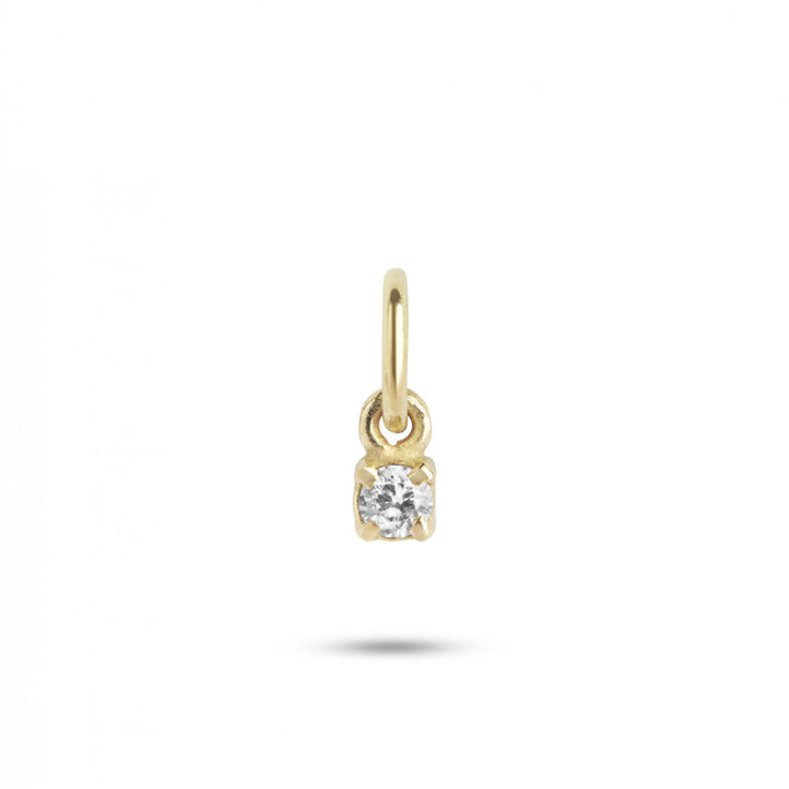 Birthstone April White 18K Gold Pendant w. Diamond