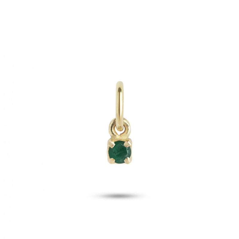 Birthstone May Green 18K Gold Pendant w. Emerald