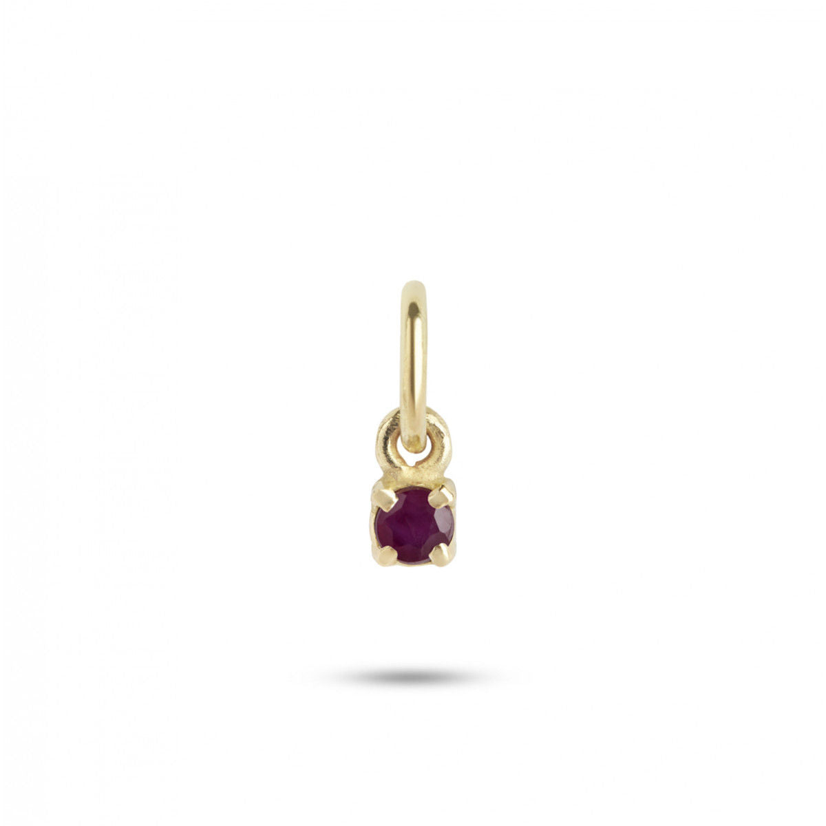 Birthstone July Purple 18K Gold Pendant w. Ruby