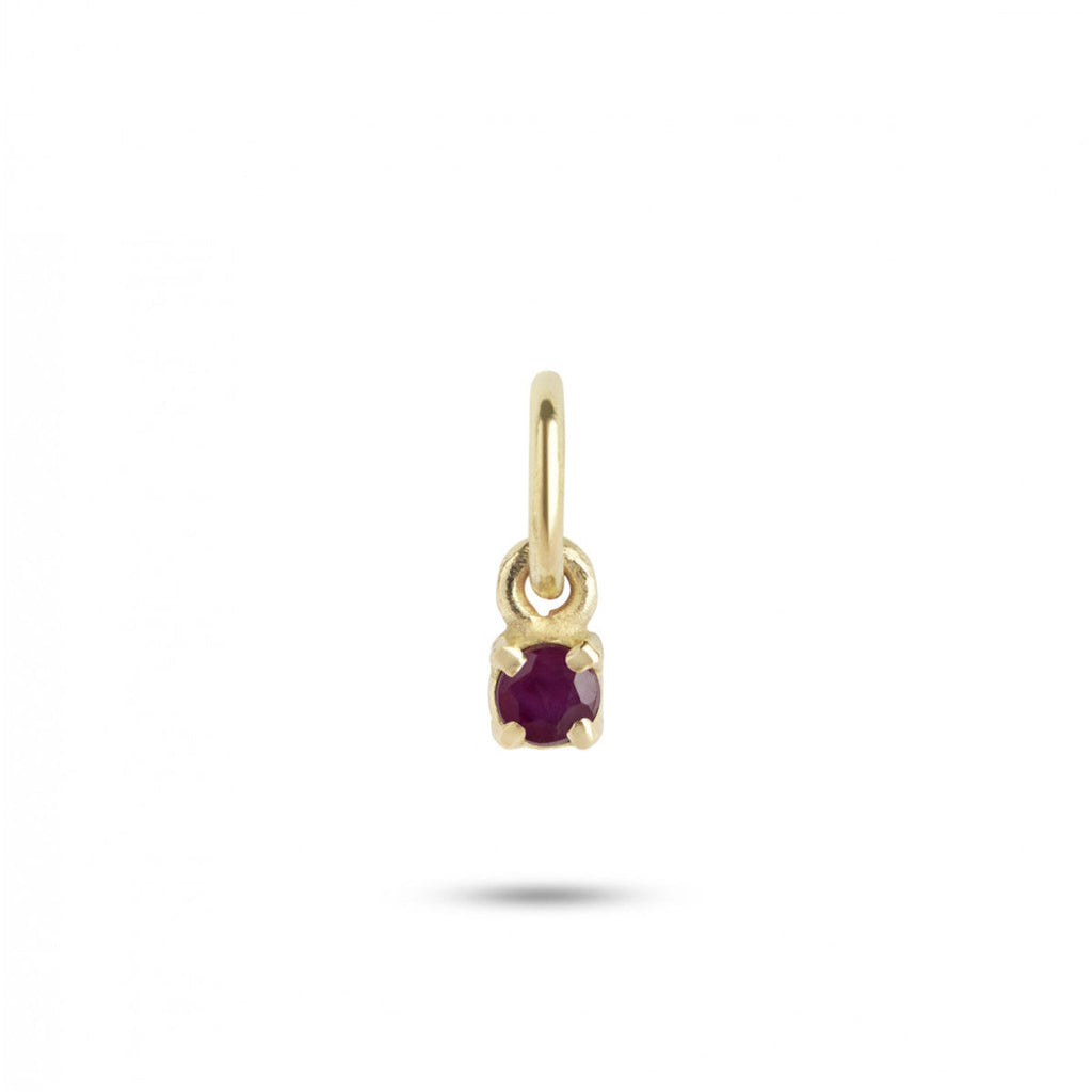 Birthstone July Purple 18K Gold Pendant w. Ruby