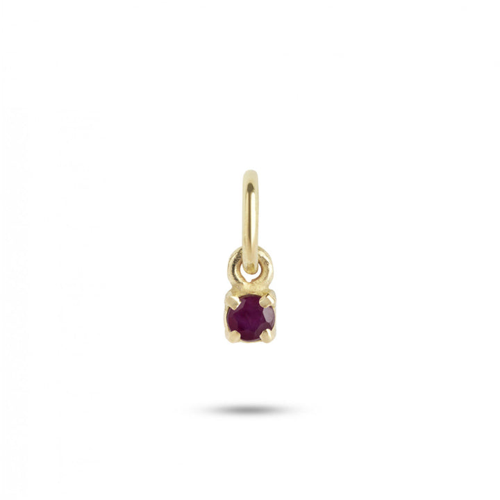 Birthstone July Purple 18K Gold Pendant w. Ruby