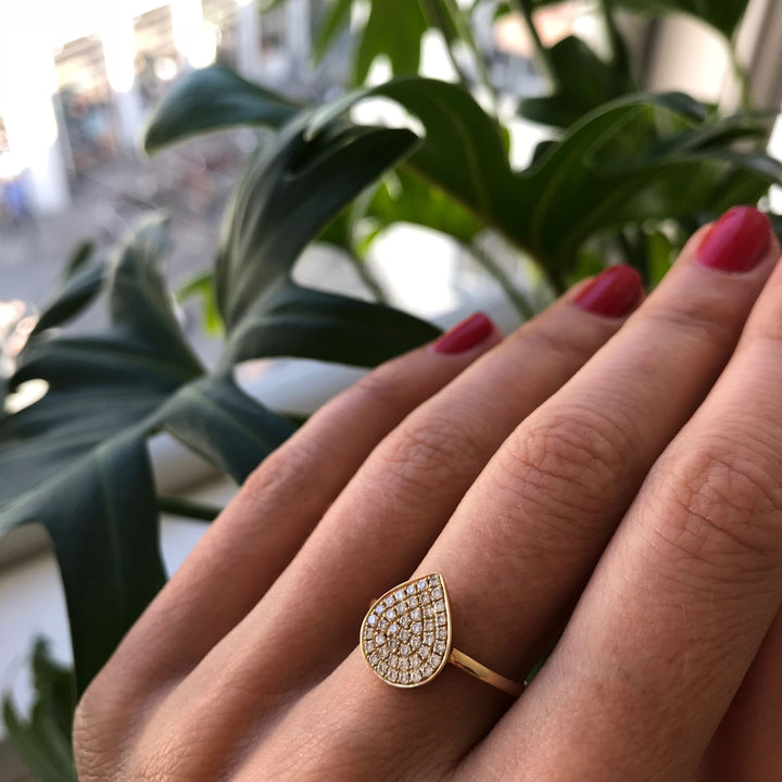 Leaf Ring Guld, Hvid