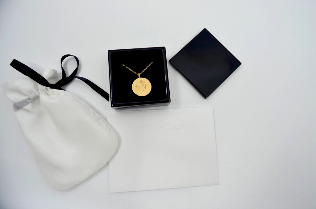 Constellation Libra 14K Gold, Whitegold or Rosegold Pendant w. Diamonds