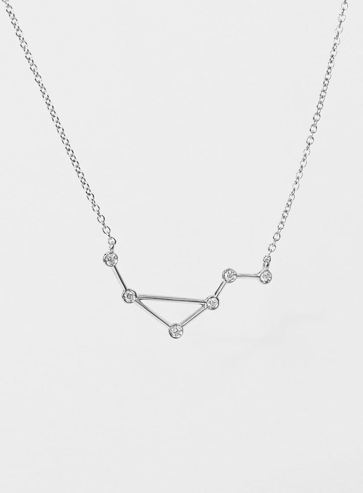 Star Sign Libra 18K Whitegold Necklace w. Diamond