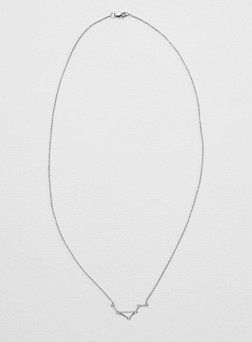 Star Sign Libra 18K Whitegold Necklace w. Diamond