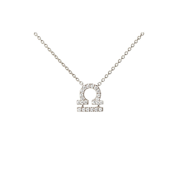 Petit Sign Sternzeichen Waage Halskette aus 18K Weißgold I Diamanten