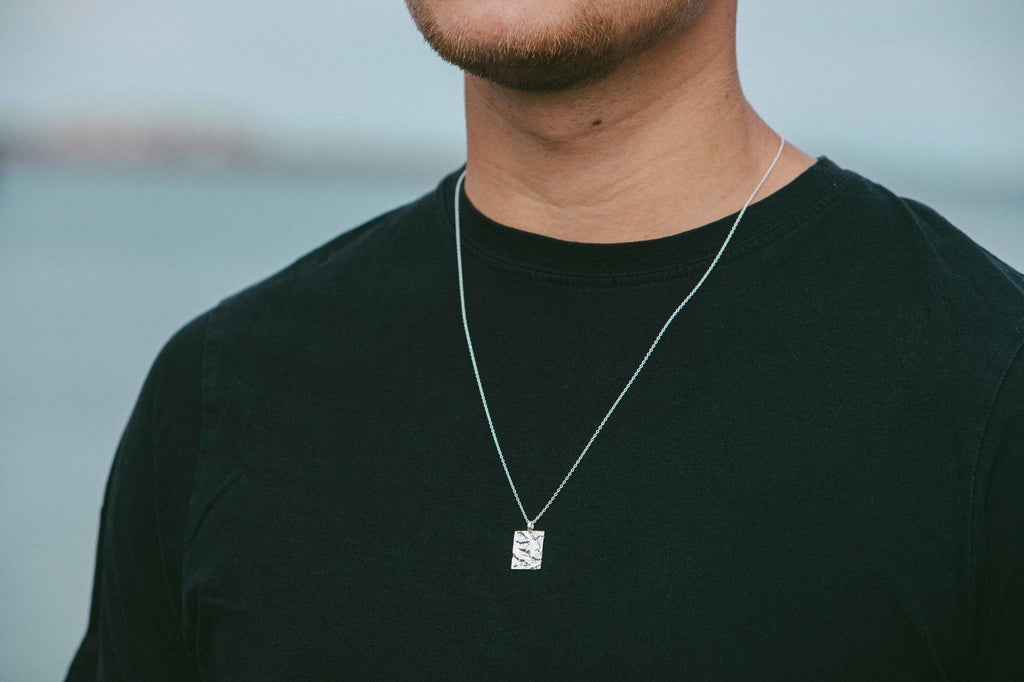IX Rustic Square Silver Pendant