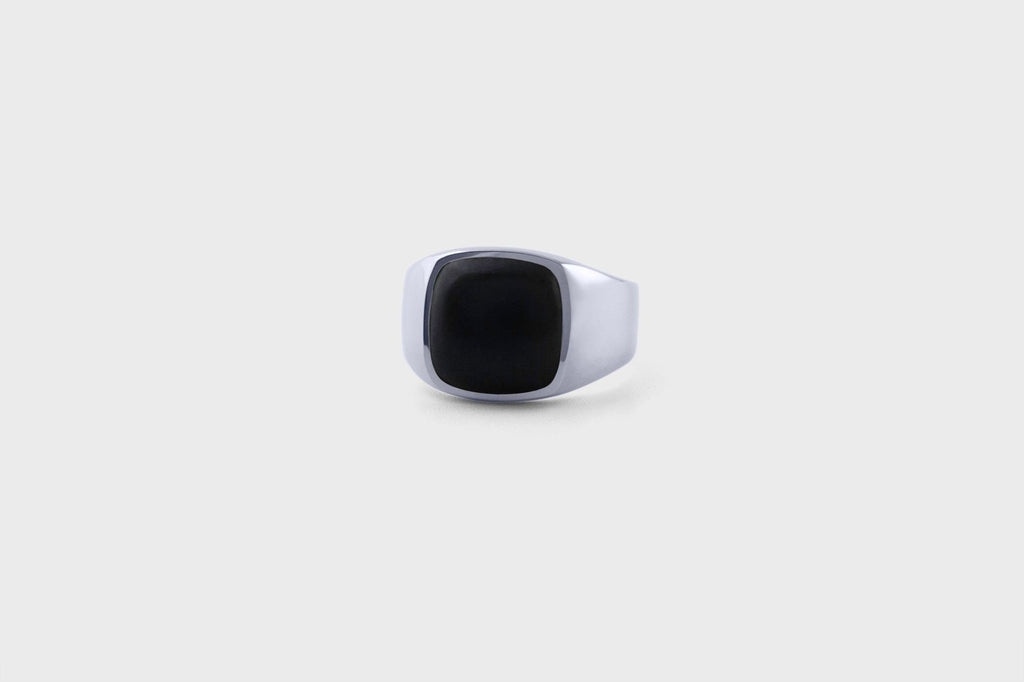 IX Cushion silberner Siegelring I Onyx