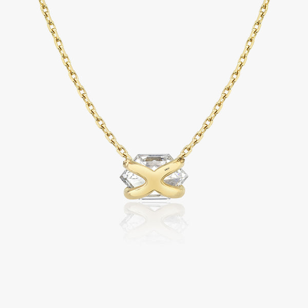 Iconic Long Hexagon 14K Gold Necklace w. Lab-Grown Diamonds, 0.75 ct.