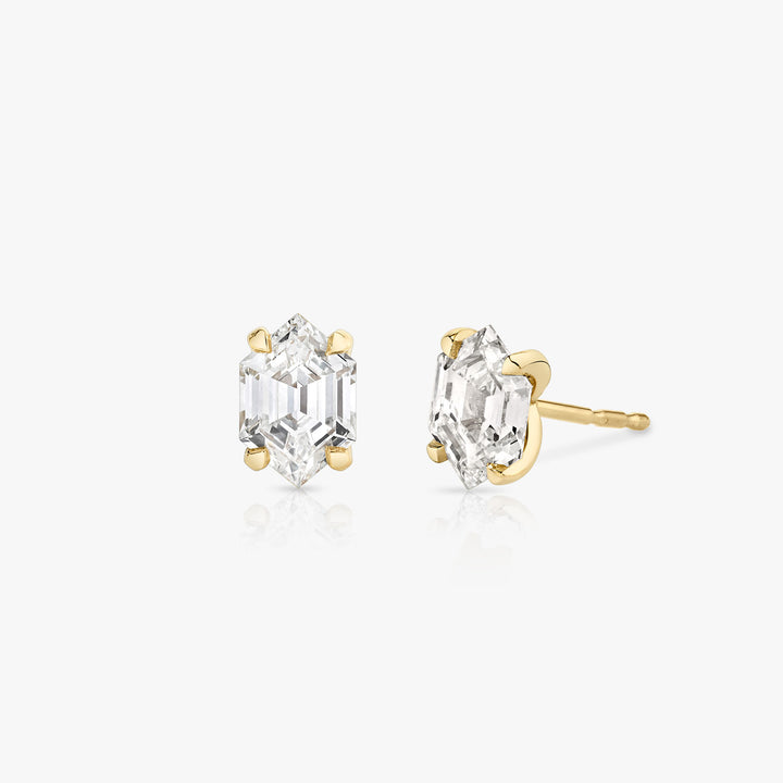 Iconic Lange Hexagon 14K Guld Ørestikkere m. Lab-Grown Diamanter, 0.75 ct.