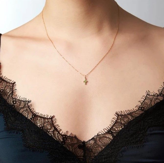 My Precious Cross Green Chrome Diopside 10K Gold Pendant