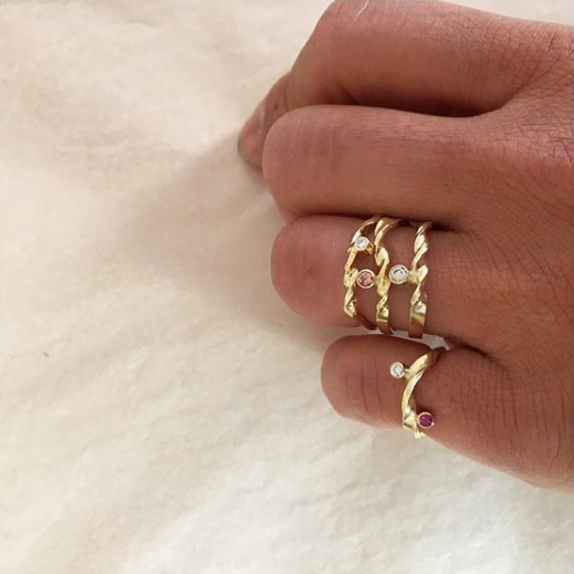Rebecca 14K Gold Ring w. 2 stones
