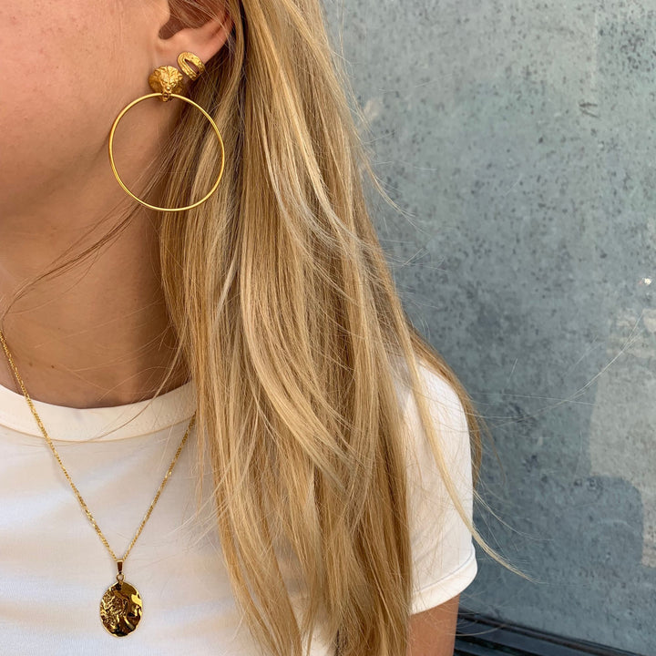 Lion Large Earrings Gold Plated