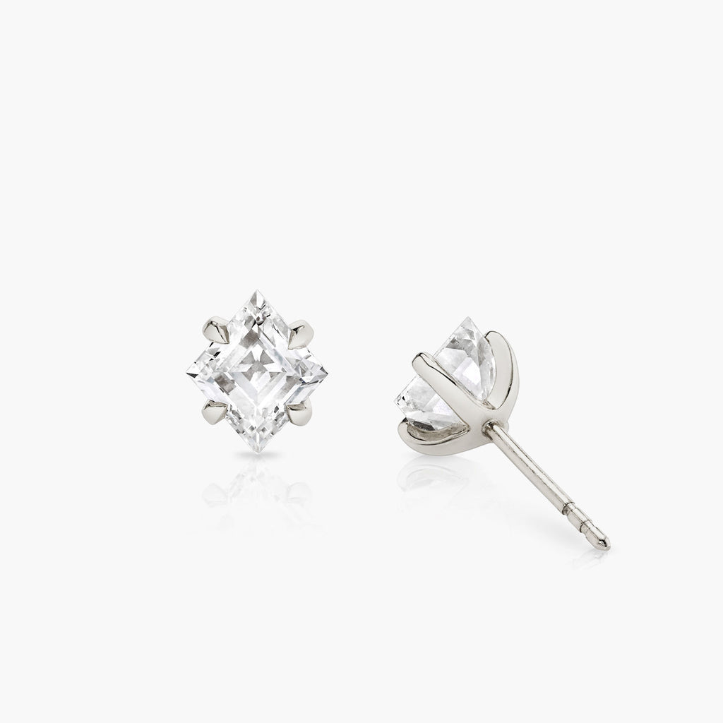 Iconic Lozenge 14K Whitegold Studs w. Lab-Grown Diamonds, 0.75 ct.