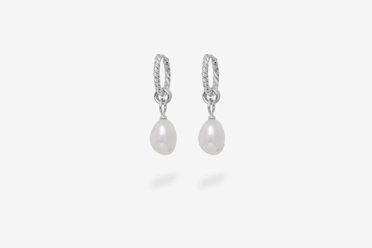 IX Ocean Pearl Silver Hoop