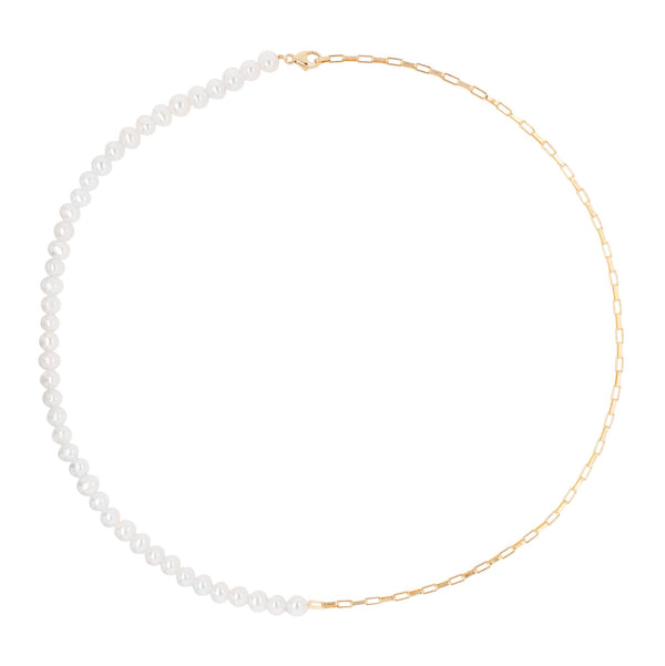 Half Pearls Gold Plated Necklace