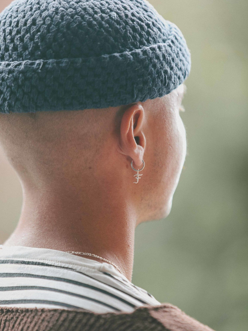 IX F Letter Silver Pendant