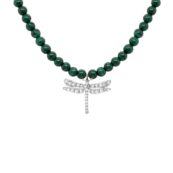 Dragonfly Halskette aus Silber I Malachit & Diamant