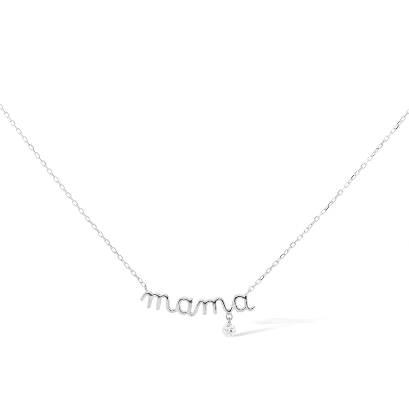 Mama 18K Gold, Whitegold or Rosegold Necklace w. Diamond