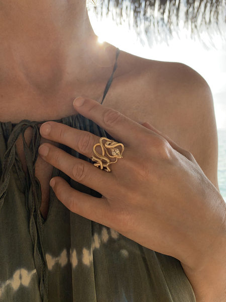 Snakes Medusa 18K Guld Ring m. Diamanter