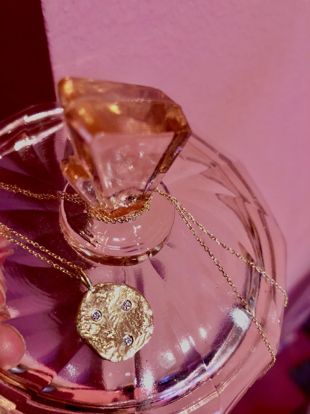 Bumby Code 14K Gold Pendant w. 3 Diamonds