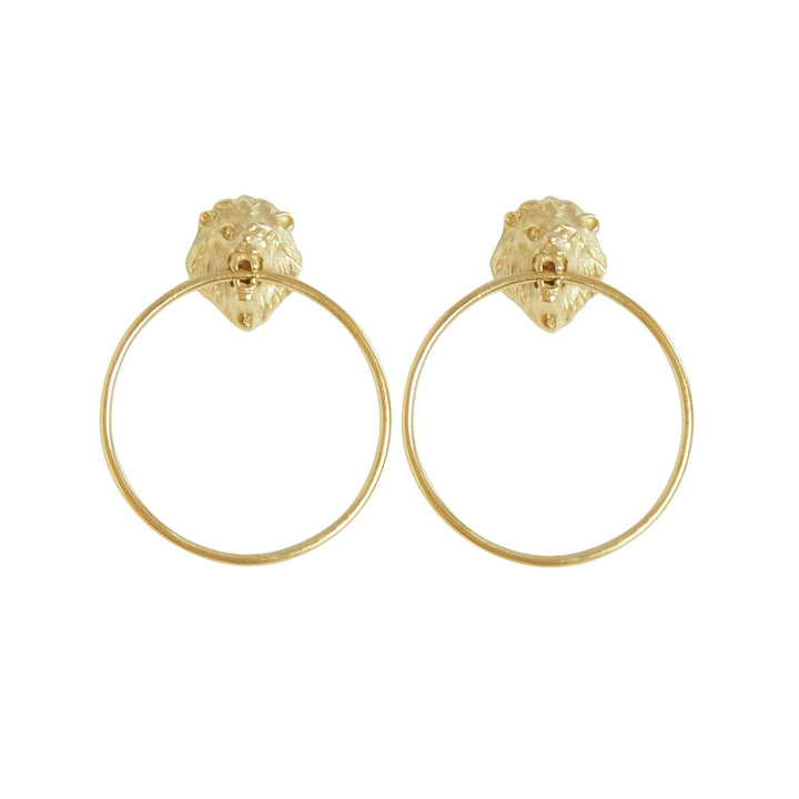 Lion Large Earrings Gold Plated