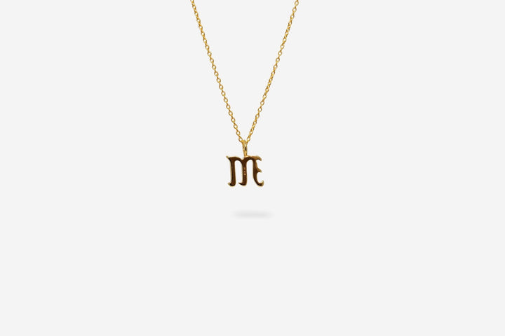 IX M Letter 22K Gold Plated Pendant
