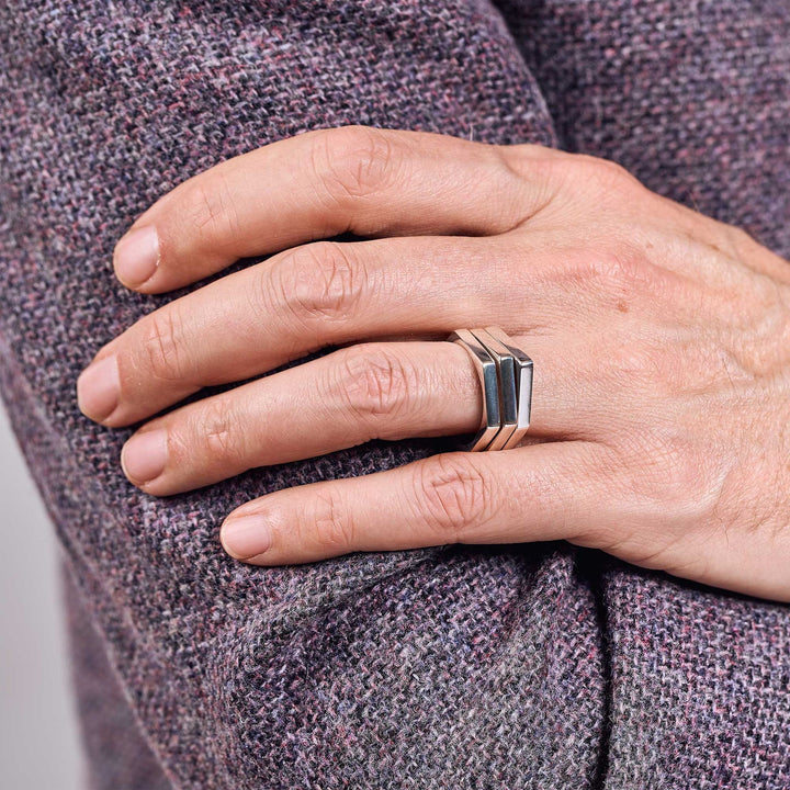 Minrl | Random Polygons Three Hexagons Silver Rings