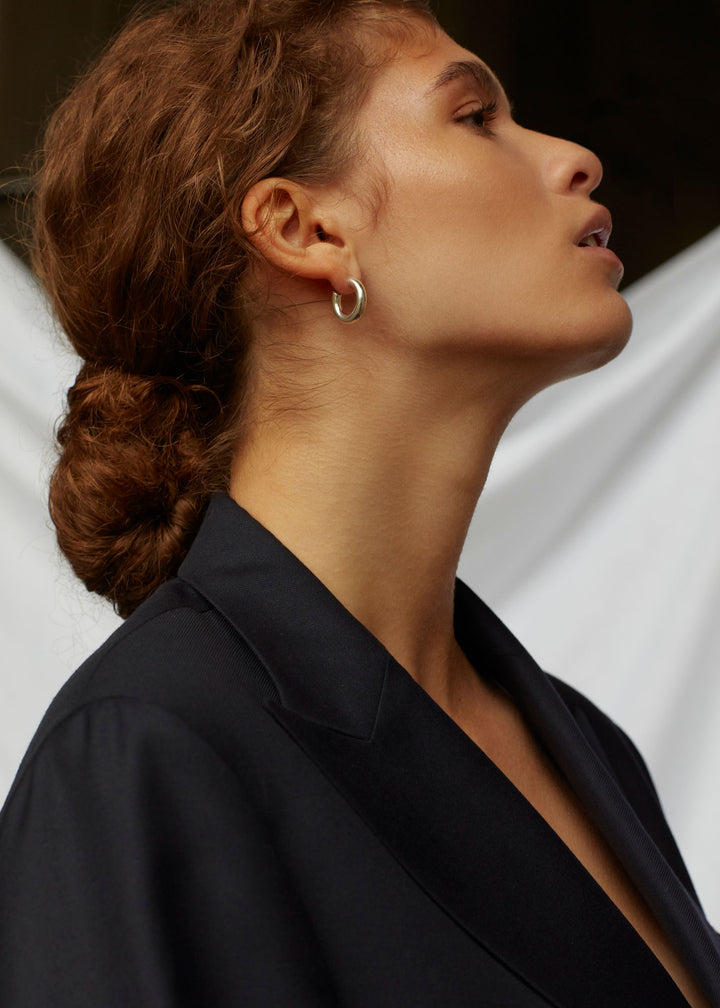 Medium Shiny Silver Hoops