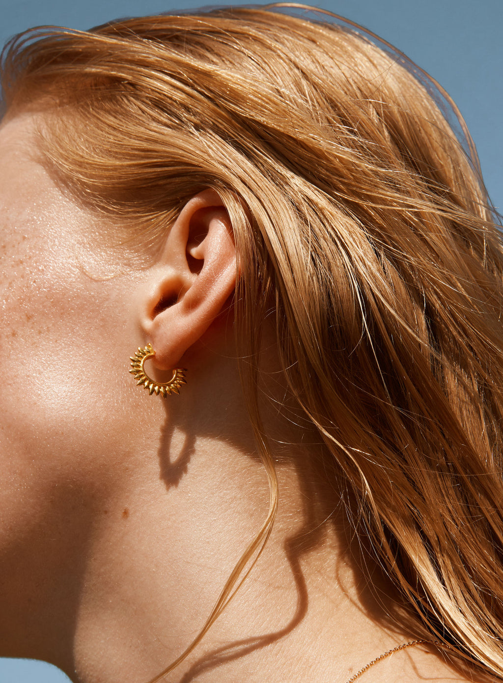 Mini sun 14K Gold Plated Hoop