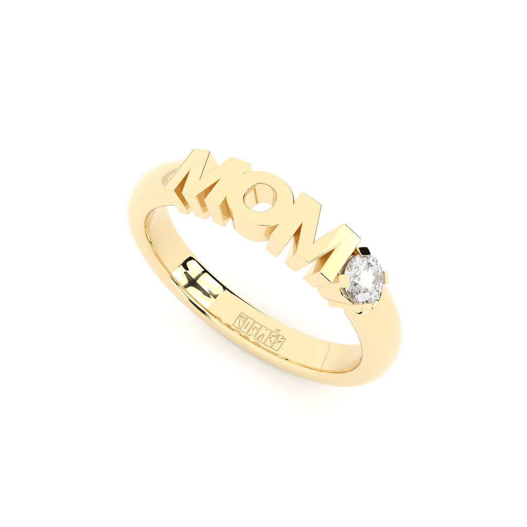 Becoming Mom 18K Gold Ring w. Lab-Grown Diamond