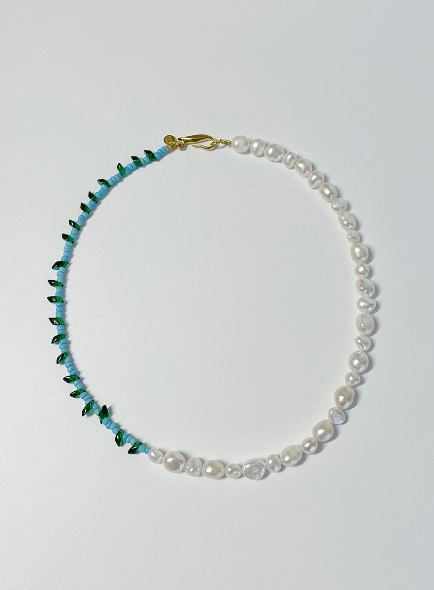 Mixed Pearl Ocean Gold Plated Necklace w. Pearls