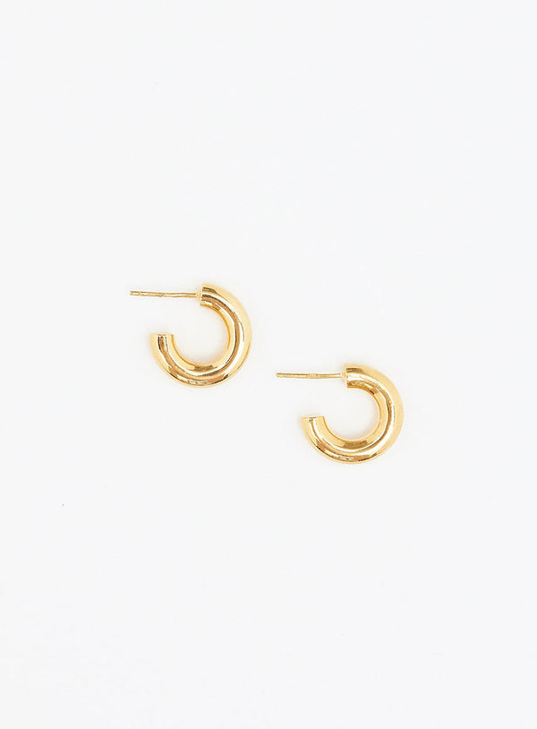 Mini round Shiny 14K Gold Plated Hoops