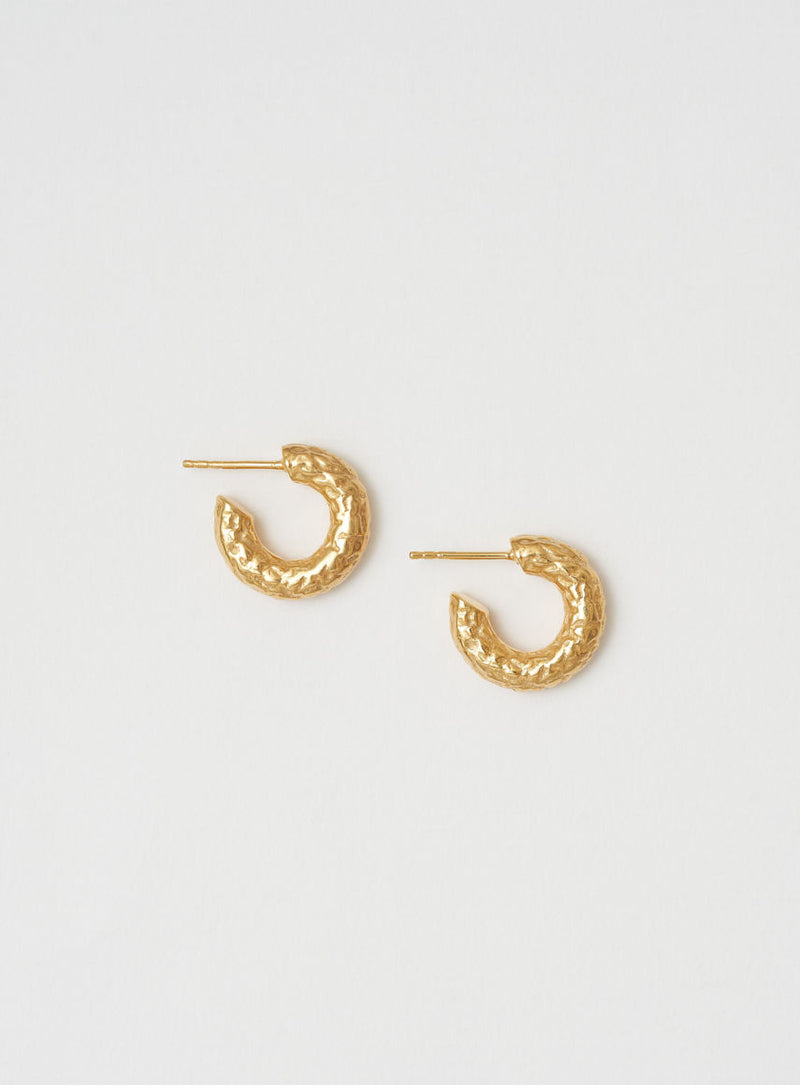 Mini round structured 14K Gold Plated Hoops