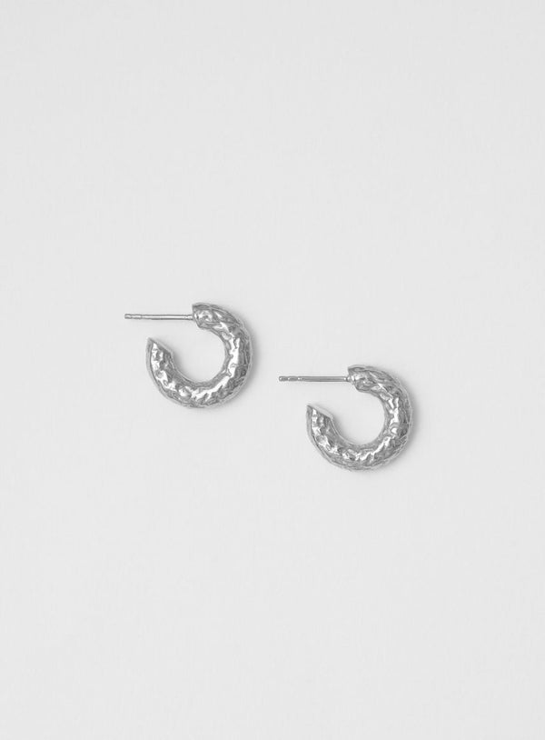 Mini round structured Silver Hoops