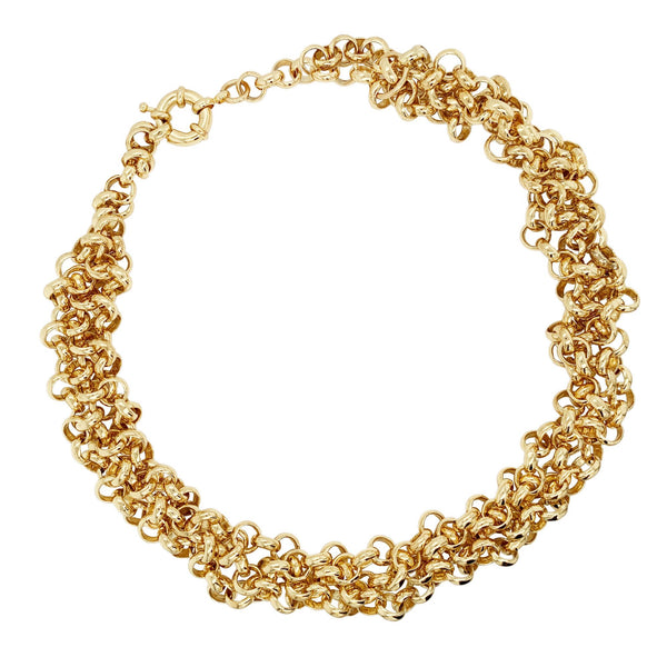 Braided Link Chain Gold Plated Necklace