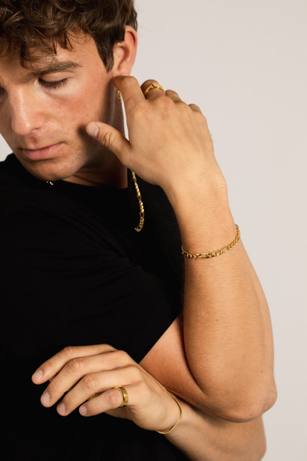 IX Chunky Figaro 22K Gold Plated Bracelet