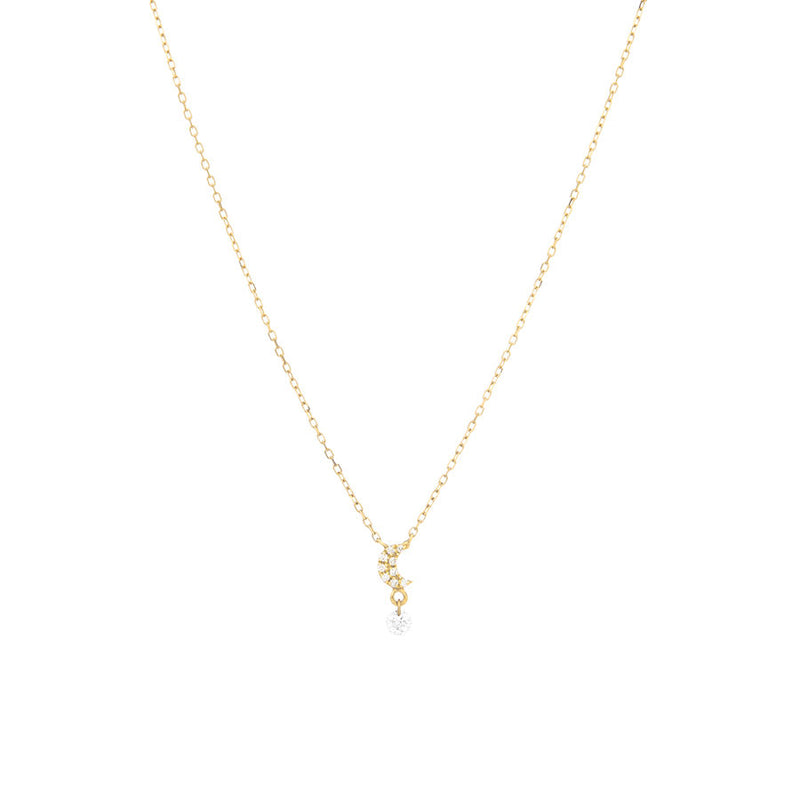 Pavé Symbols Moon Halskette aus 18K Gold, Weißgold oder Rosegold I Diamanten