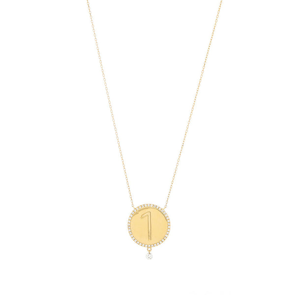 1 Medallion 18K Gold Necklace w. Diamonds