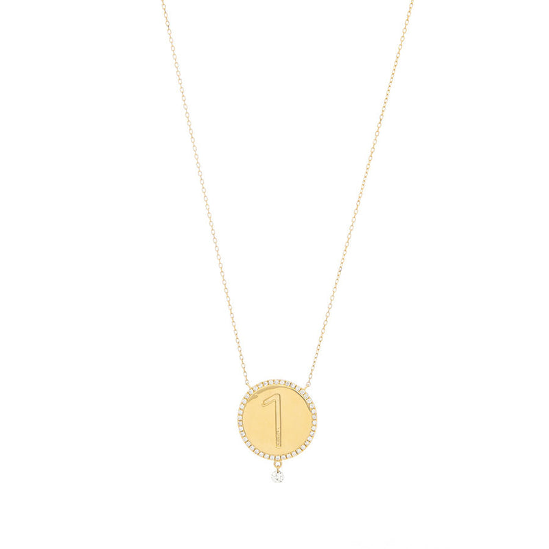 1 Medallion 18K Gold Necklace w. Diamonds