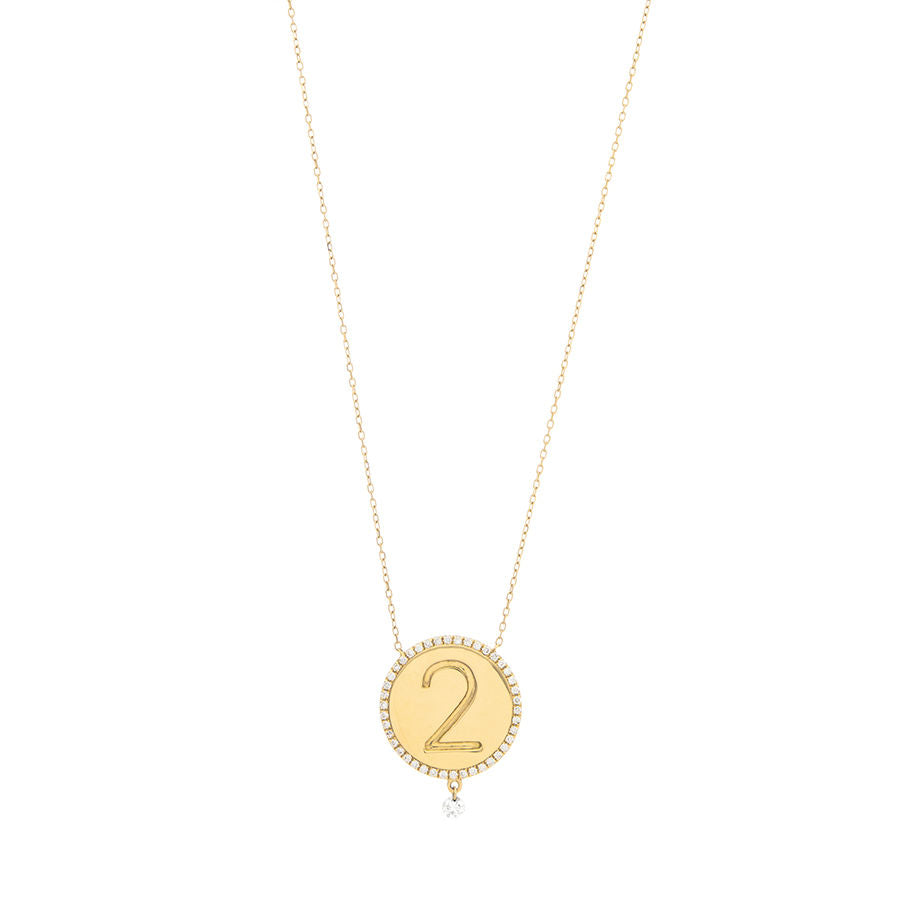 2 Medallion 18K Gold Necklace w. Diamonds