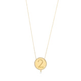 2 Medallion 18K Gold Necklace w. Diamonds