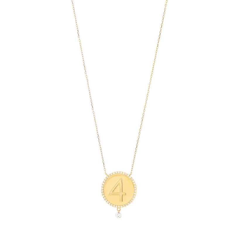 4 Medallion 18K Gold Necklace w. Diamonds