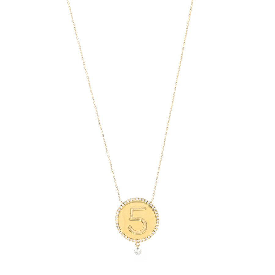 5 Medallion 18K Gold Necklace w. Diamonds