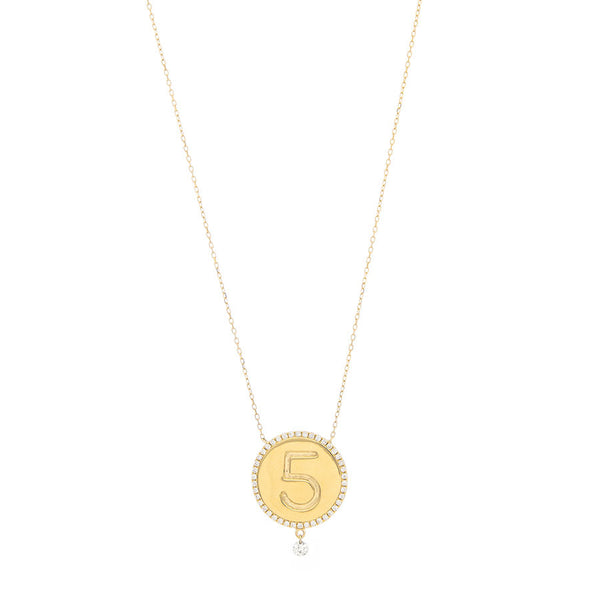 5 Medallion 18K Gold Necklace w. Diamonds