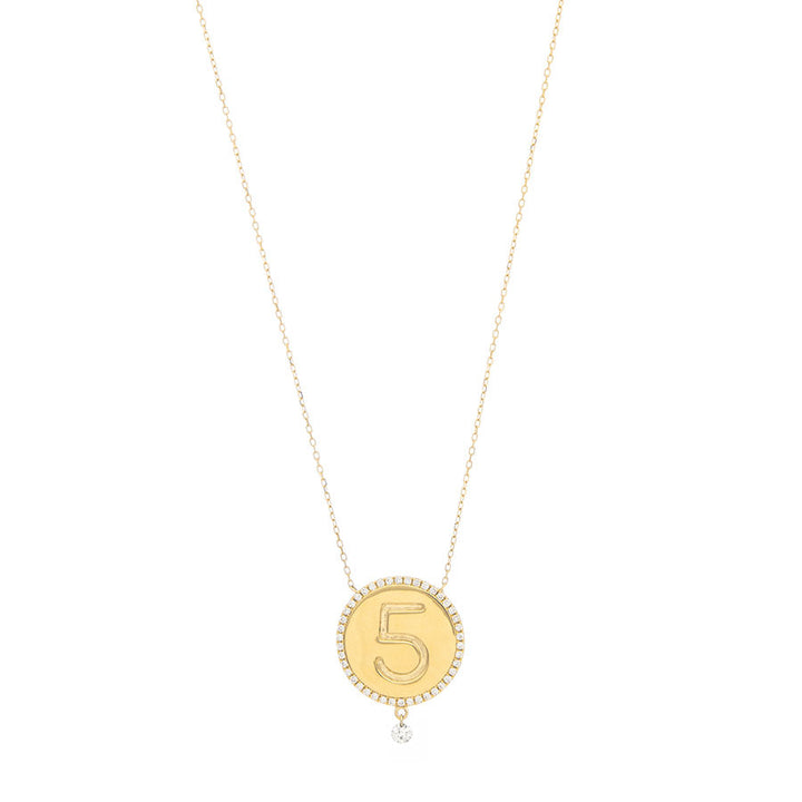 5 Medallion 18K Gold Necklace w. Diamonds