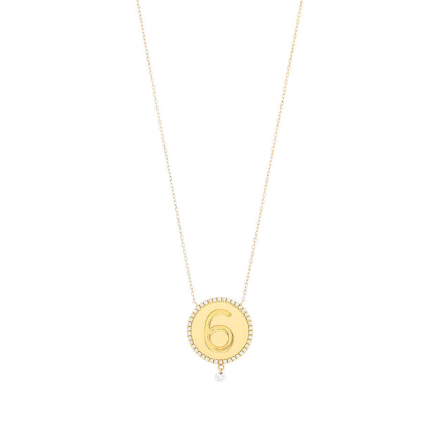 6 Medallion 18K Gold Necklace w. Diamonds
